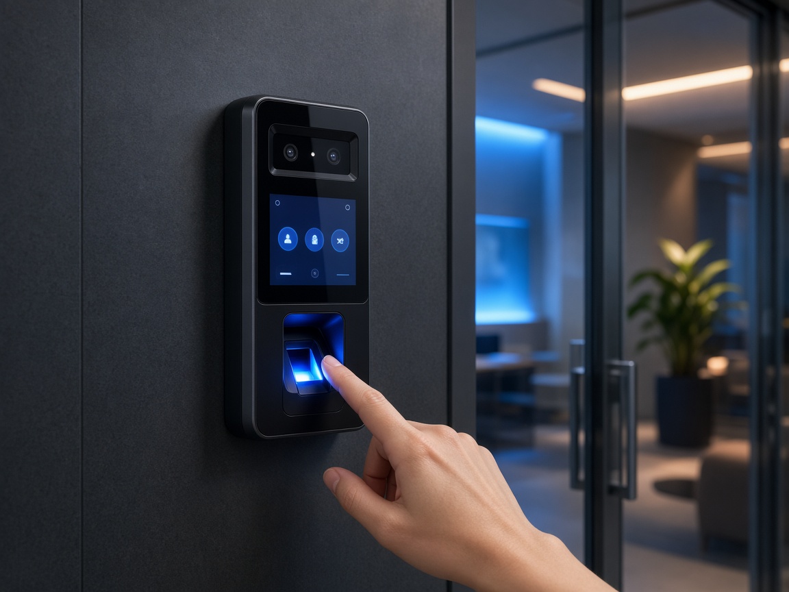 Biometric access control terminal with fingerprint and face recognition